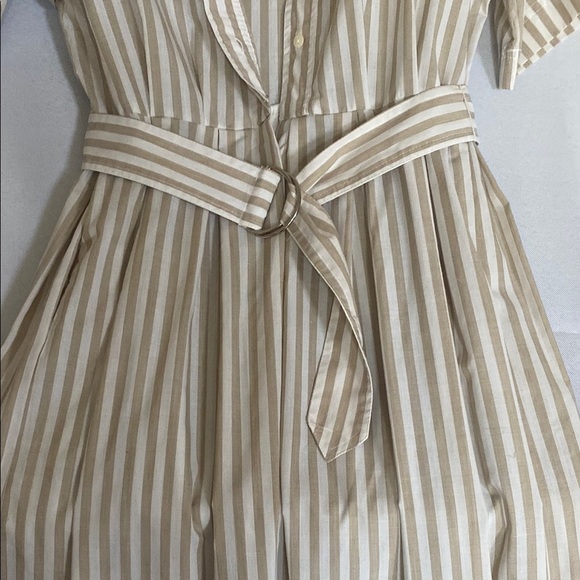 Stitches Cream Midi Dress with Notched Collar - Picture 3 of 8